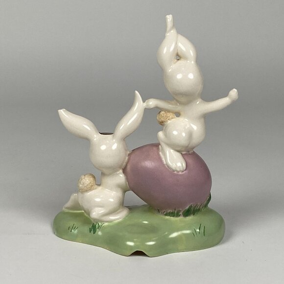 Vintage Holland Mold Anthropomorphic Bunnies Easter Egg Figurine Dated 1960 - Picture 5 of 8